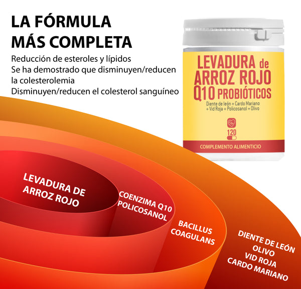 LEVADURA DE ARROZ ROJO CON Q10 Y PROBIÓTICOS 120 CÁPSULAS