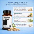 Cortisol Relax PRO | Antiestrés Avanzado con Ashwagandha, Rodiola, Bacopa y Vitaminas B