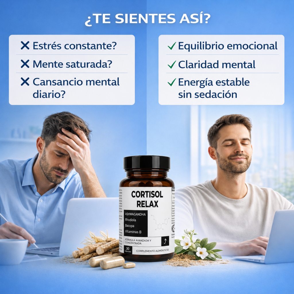 Cortisol Relax PRO | Antiestrés Avanzado con Ashwagandha, Rodiola, Bacopa y Vitaminas B