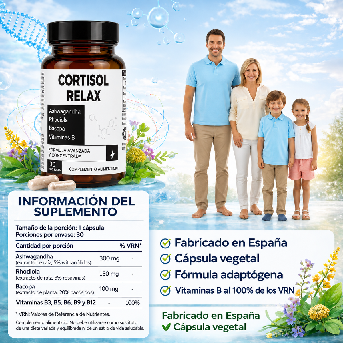 CORTISOL RELAX PRO | Antiestrés Avanzado con Ashwagandha, Rodiola, Bacopa y Vitaminas B