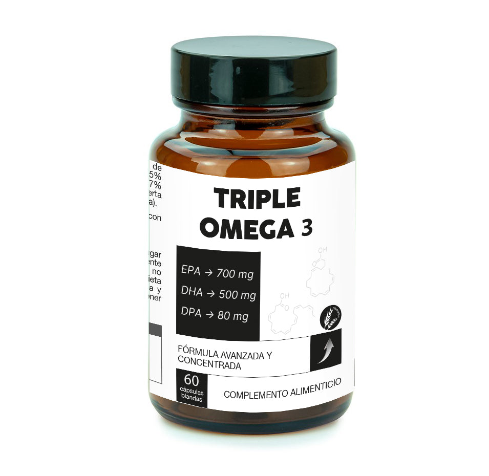 TRIPLE OMEGA 3 con 60 Perlas | Fórmula Avanzada con EPA, DHA, DPA y Vitamina E