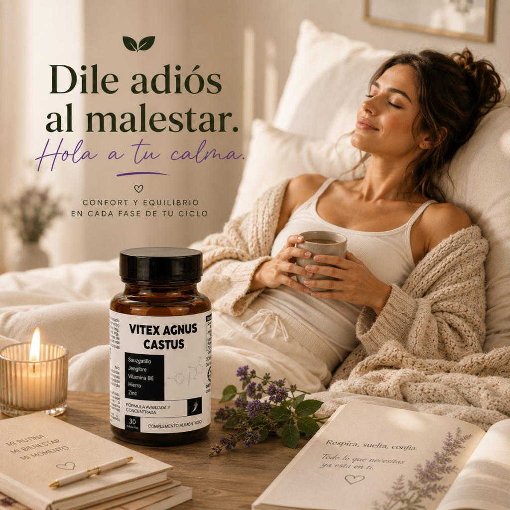 VITEX AGNUS CASTUS | Equilibrio Menstrual Avanzado con Sauzgatillo, Jengibre, Hierro, Zinc y Vitamina B6