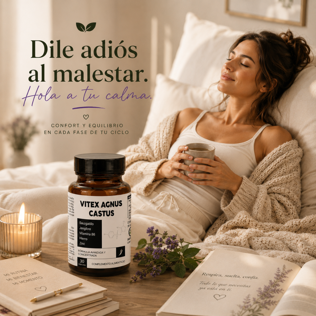 VITEX AGNUS CASTUS | Equilibrio Menstrual Avanzado con Sauzgatillo, Jengibre, Hierro, Zinc y Vitamina B6